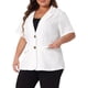 thumbnail image 4 of Blazers de mujer de tallas grandes Agnes Orinda, casuales, de manga corta, con solapa, chaqueta de traje para el trabajo 1X blanca, 4 of 6