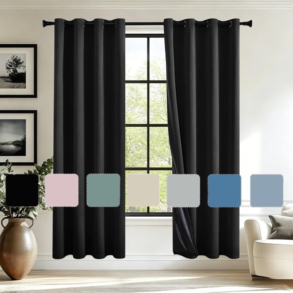 Bxaolu Black Out Curtains 98 Inches Long 2 Panels for Living Room, Bedroom, Office Thermal Insulated Blackout Drapes Solid Grommet Noise Reducing Window Curtains, W40