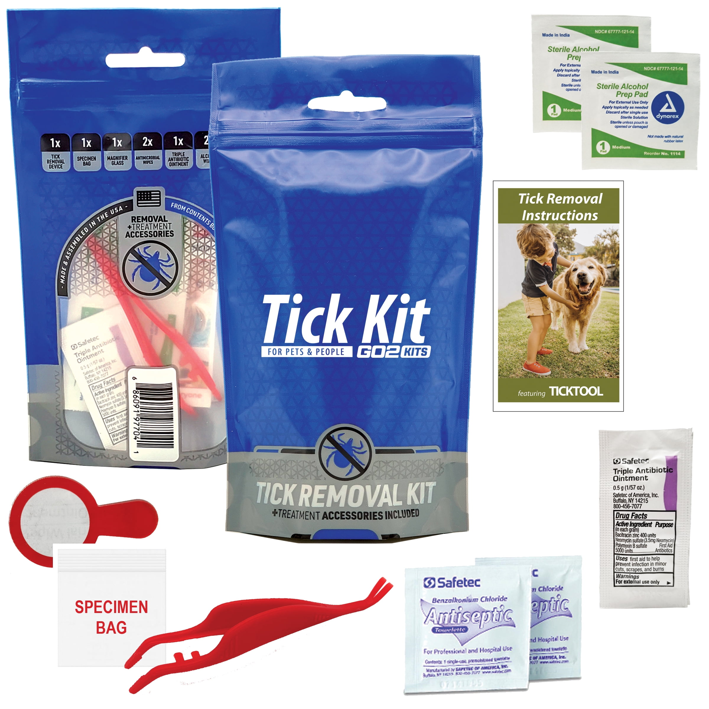 Go2Kits Tick Removal Kit (3 Pack) featuring 2Sided Tick Remover Tool