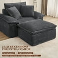 thumbnail image 5 of 47" Oversized Chaise Lounge Chair Indoor, Holaki Fluffy Corduroy Upholstered Springs Sofa Bed with Ottoman & Pillows, Modern Comfy Cloud Sofas Couches for Living Room, Bedroom, Black, 5 of 9