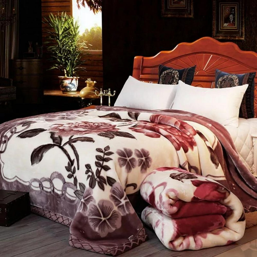 DBOZE Heavy Korean Faux Mink Fleece Blanket, 2 Ply Reversible Silky