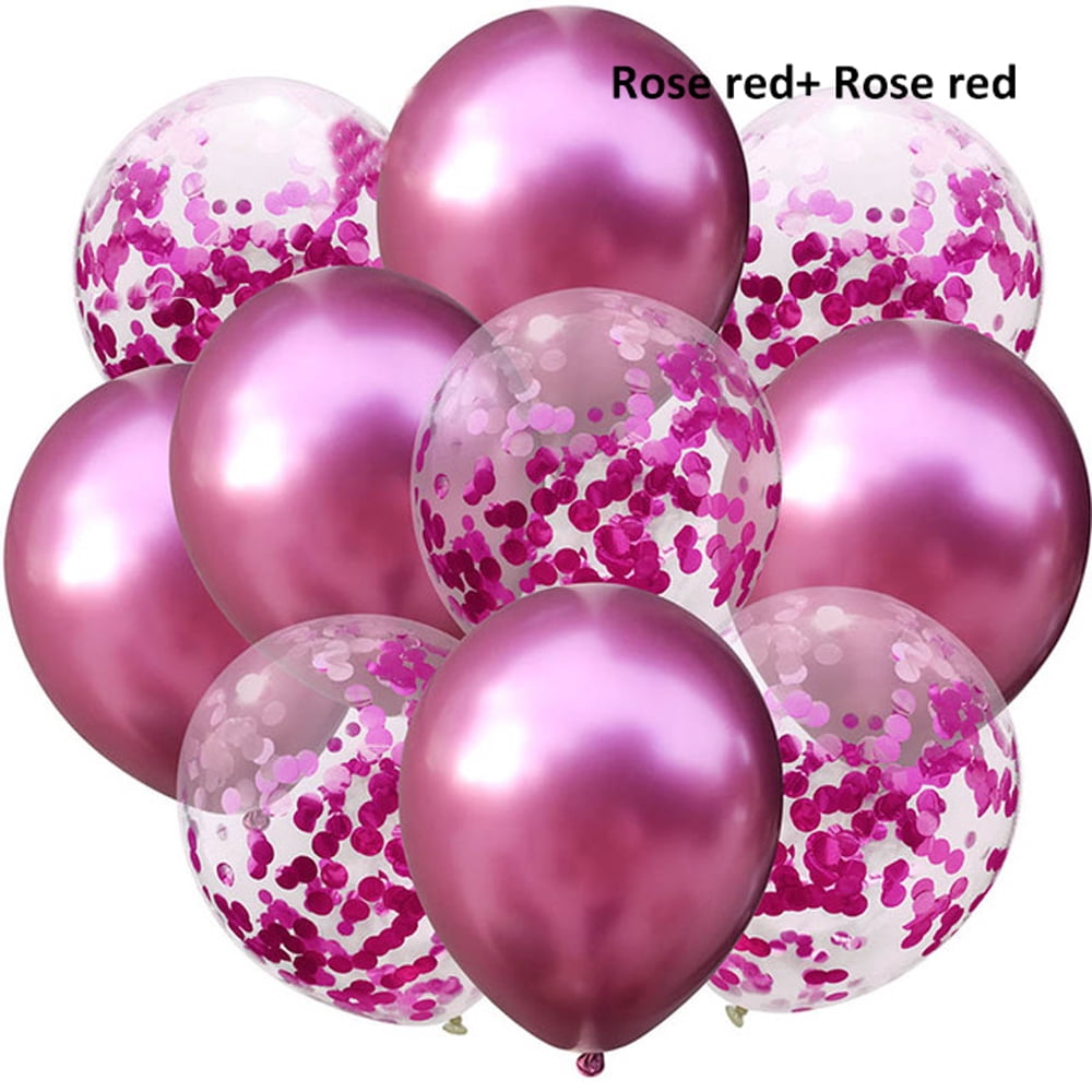 Lot De 60 Ballons à Paillettes/confettis + 10 Sifflets - Pour Décoration Anniversaire, Mariage, Fête - 5