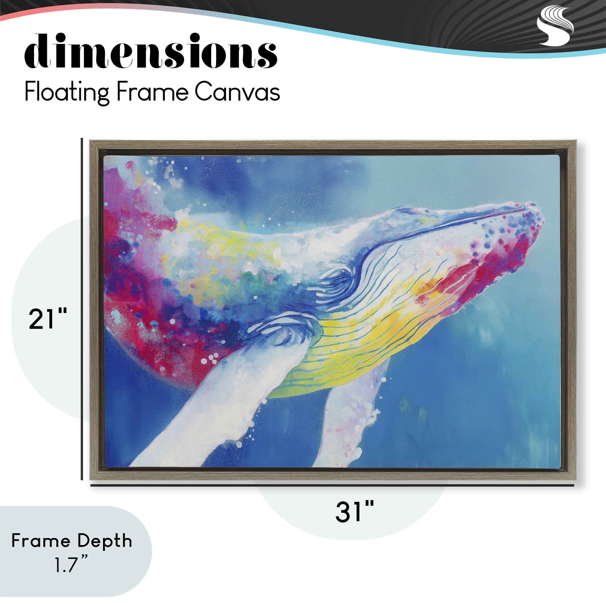 Stupell Industries Breaching Humpback Whale Brown Framed Floater Canvas Wall Art, design by Chromatic Storm Studio