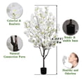 thumbnail image 4 of 6ft Cherry Blossom Artificial Tree Handmade White Cherry Tree Fake Flower Faux Plastic Green Leaves Plant Artificial Floral Plants for Home Office Indoor Outdoor Spring Party Wedding Decor, 4 of 9