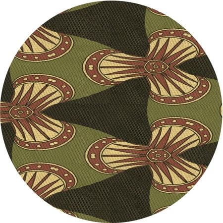 

Ahgly Company Indoor Round Patterned Bakers Brown Area Rugs 7 Round