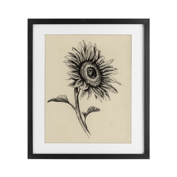Stupell Industries Farmhouse Sunflowers in Charcoal Black Framed Print Under Glass, 13 x 16, by Leah Noel Art