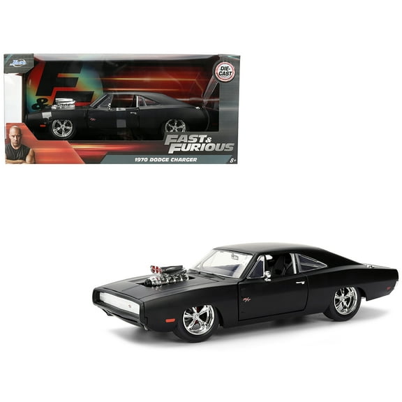 1970 Dodge Charger R/T Matt Black "Fast & Furious" (2009) Movie "Fast & Furious" Series 1/24 Diecast Model Car by Jada