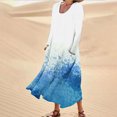 thumbnail image 2 of Cyber and Monday Deals 2024! pstuiky Dresses for Women, Women Cotton and Linen Dress Long Sleeve Crew Neck Dress Printed Dress and Ankle Dress Casual Holiday Dress with Pockets Leisure White M, 2 of 5