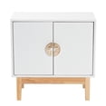 thumbnail image 3 of Pemberly Row White and Brown Wood and Gold Metal 2-Door Storage Cabinet, 3 of 10