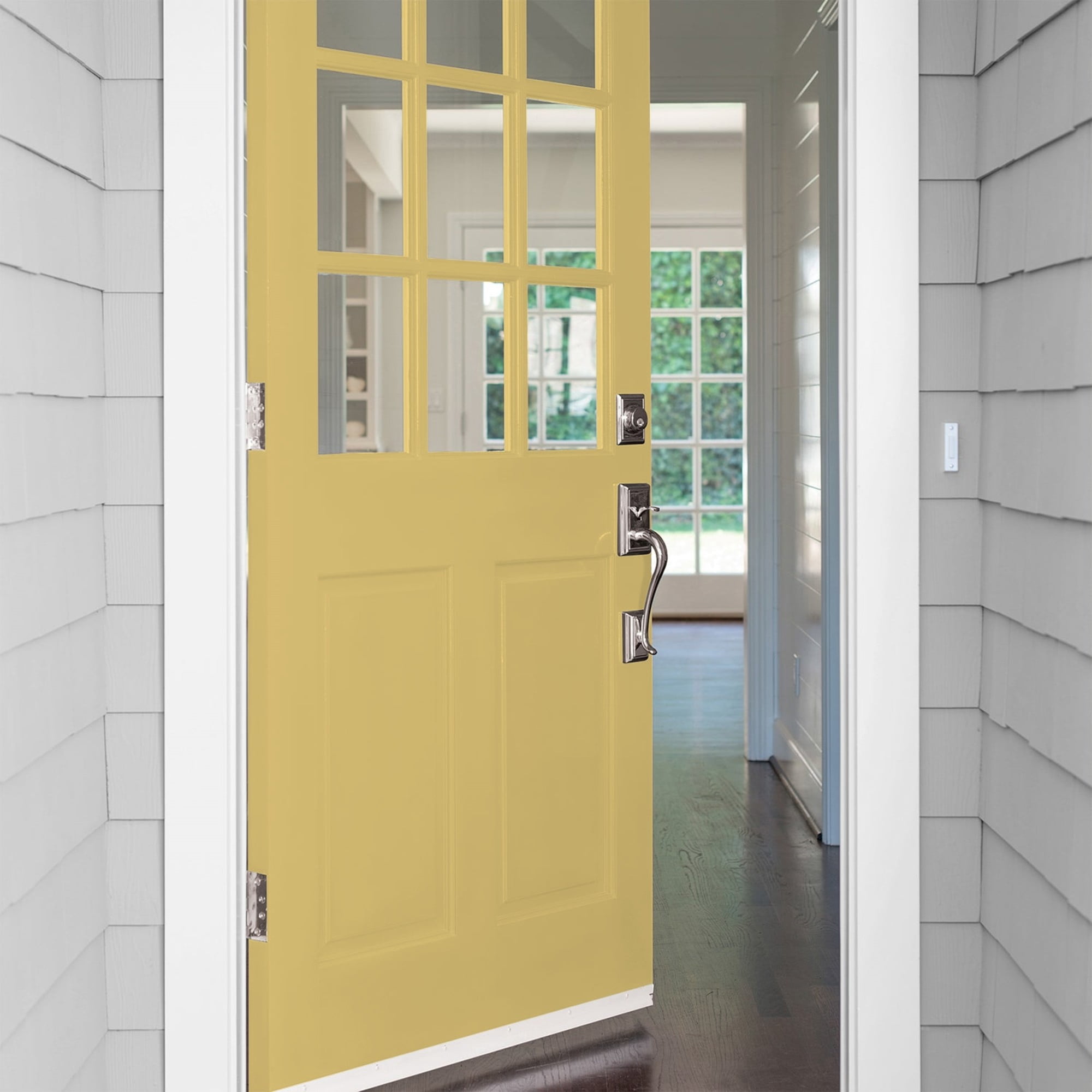 Glidden One Coat Spicy Mustard / Yellow Satin Exterior Paint with Primer, 5 Gallon