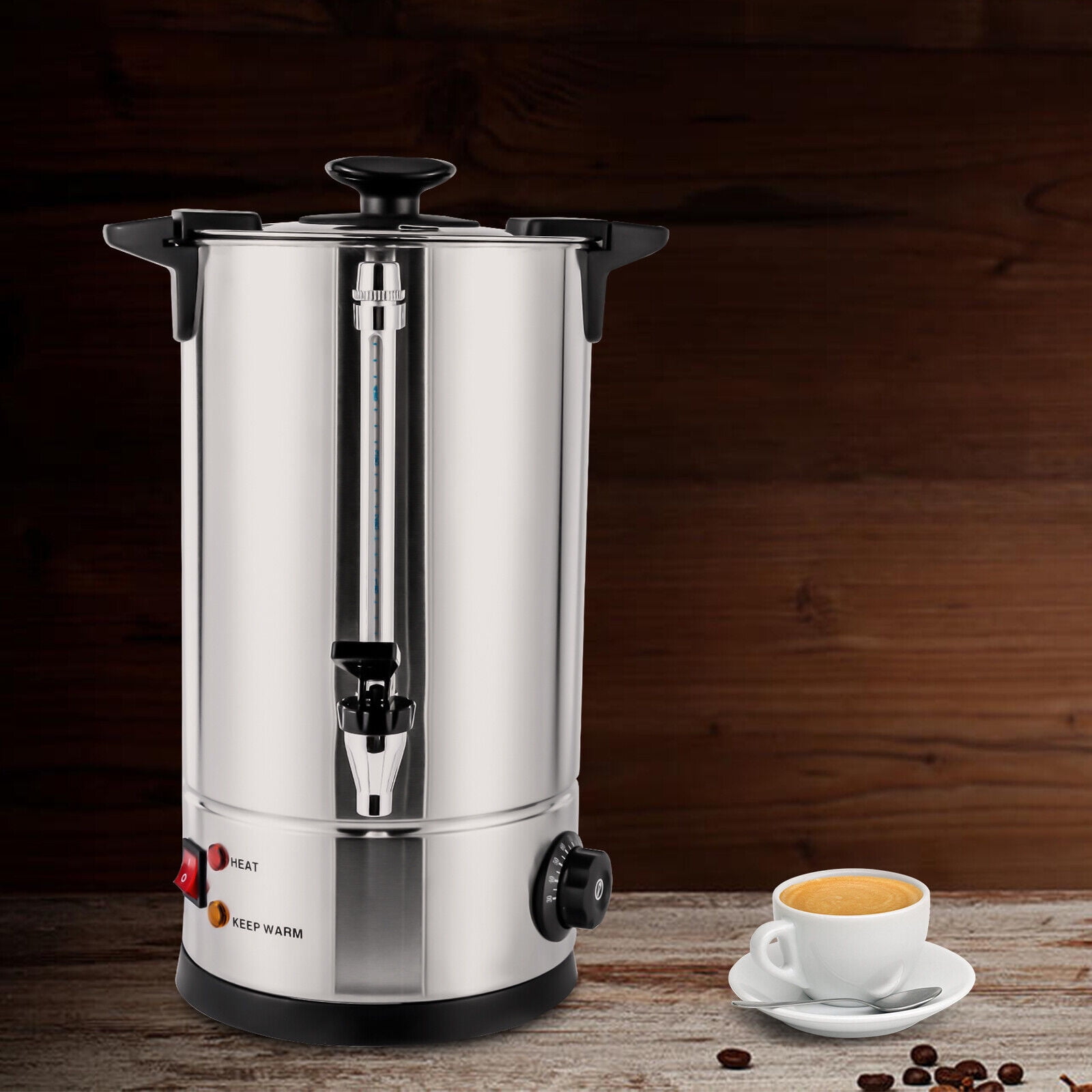 Commercial Grade Stainless Steel 12L Coffee Urn with Plastic Filter,1KW  Coffee Maker Hot Water Pot,Electric Beverage Dispenser for Home & Party 