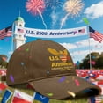 thumbnail image 2 of 3PCS 250th Anniversary USA Baseball Cap,Adjustable Retro Embroidered Hat for Men Women Gifts (Coffee), 2 of 6