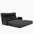 thumbnail image 3 of ALAULM Modern Two-Seater Folding Sofa Bed Convertible Sleeper Couch with Pillows, Storage Side, Versatile Floor Couch for Living Room Bedroom, Dark Gray, 3 of 10