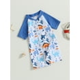 thumbnail image 3 of Bagilaanoe Toddler Baby Girl Boy One-Piece Swimsuit Print Short Sleeve Zipper Rashguard Swimwear 6M 12M 2T 3T 4T 5T Kids Bathing Suit Beachwear, 3 of 9