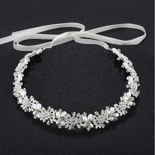 Oriamour Tocado de Novia Diseño de Flores Diadema de Boda Accesorios para el Cabello de Novia (Plata)