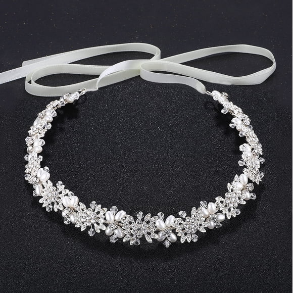 Oriamour Tocado de Novia Diseño de Flores Diadema de Boda Accesorios para el Cabello de Novia (Plata)