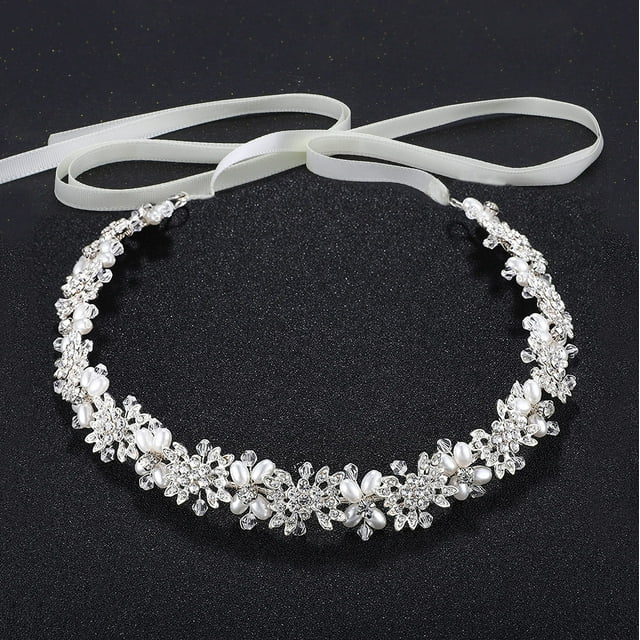 Oriamour Tocado de Novia Diseño de Flores Diadema de Boda Accesorios para el Cabello de Novia (Plata)