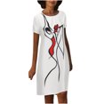 thumbnail image 1 of Vestido informal de manga corta con estampado de temperamento informal con cuello redondo para mujer Wmkox8yi  FGJ1836, 1 of 8