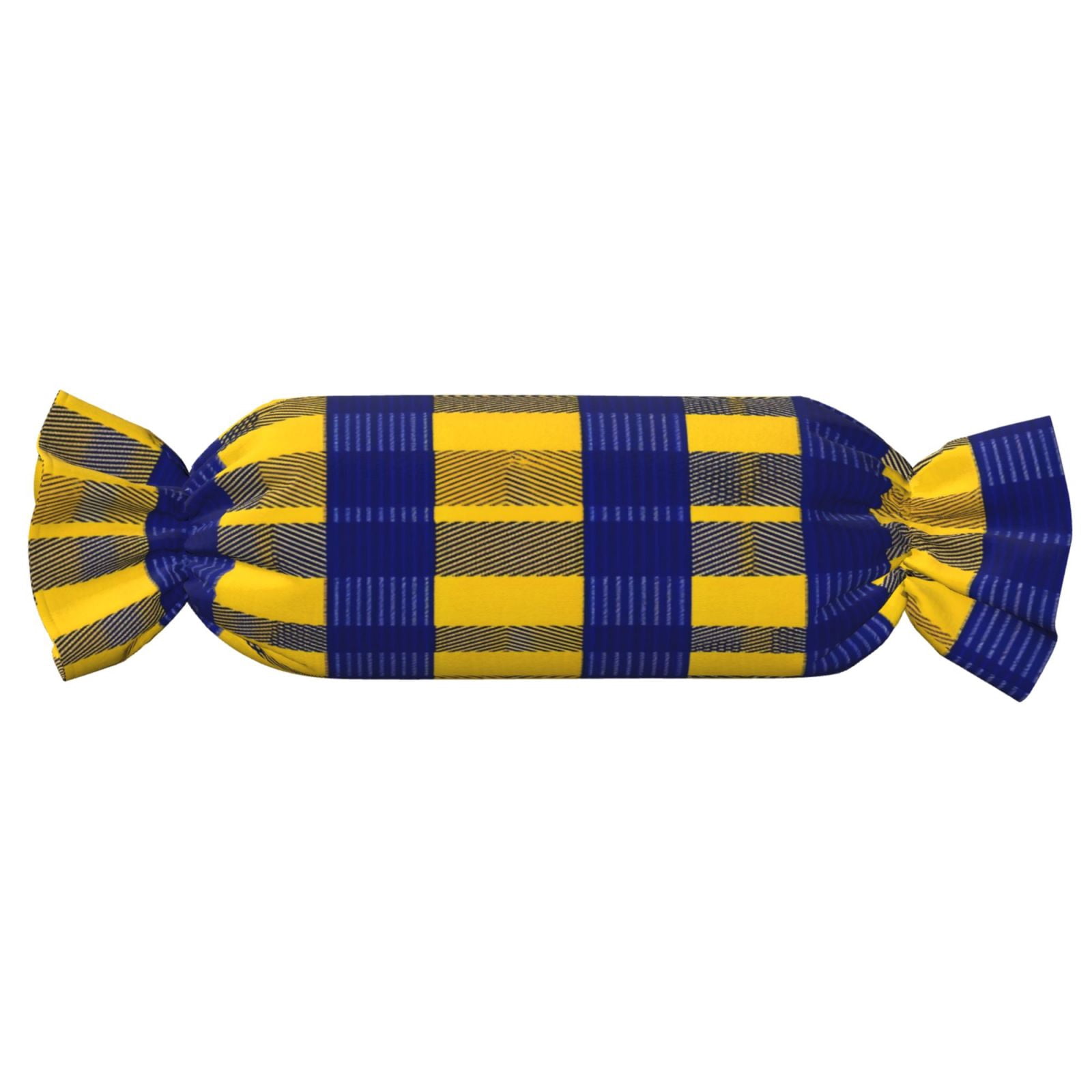 Candy Throw Pillow Travel Cervical Pillow Cylindrical Neck Body Cushion With Insert For Bed Couch Home Decor 9.8x24.4in Buffalo Plaid Check Yellow Royal Blue