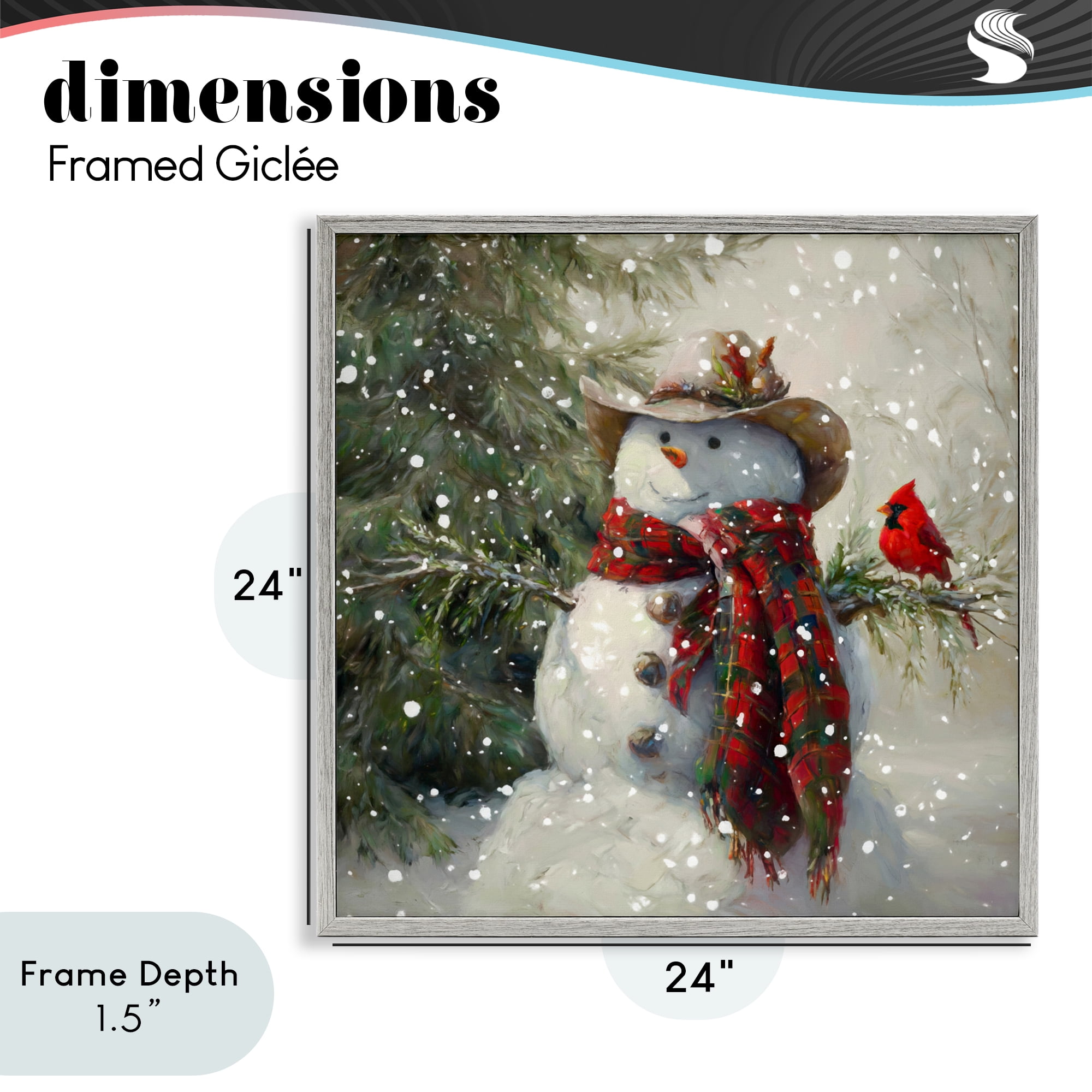 Stupell Industries Cowboy Snowman & Cardinal Gray Framed Giclee Art, design by Tina LeCour