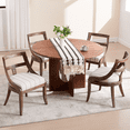 thumbnail image 3 of Guyou Modern Farmhouse Dining Chairs Mid Century Upholstered Dining Chair with Wooden Curved Back Kitchen Chairs for Dining Room Restaurant Cafe, Brown-Linen Stripe(Set of 6), 3 of 8