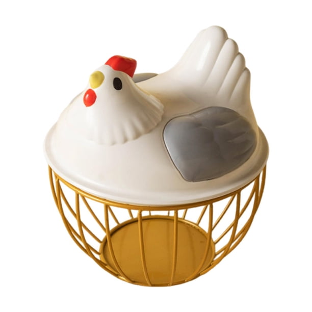 Cesta para huevos con tapa, rústica, decorativa, redonda, para huevos de gallina, colección de huevos Tapa gris