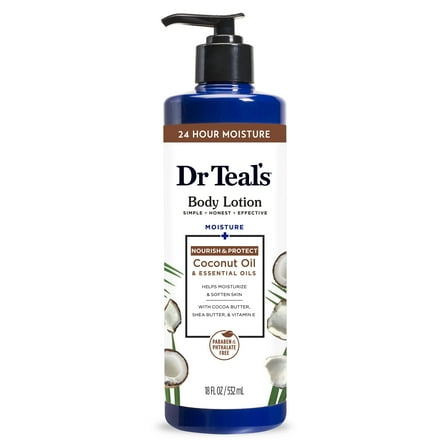 Dr Teal's Body Lotion, Moisture   Nourishing with Coconut Oil & Essential Oils, 18 fl oz