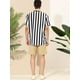 thumbnail image 5 of INSPIRE CHIC Camisa a rayas para hombre, manga corta, color block, con botones, playera de playa Negro XL, 5 of 6