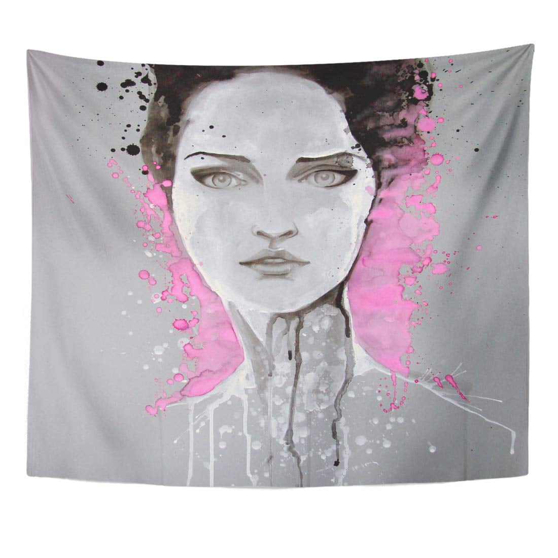 REFRED Pink Woman Watercolor Portrait Beautiful Girl Self Made Wall Art