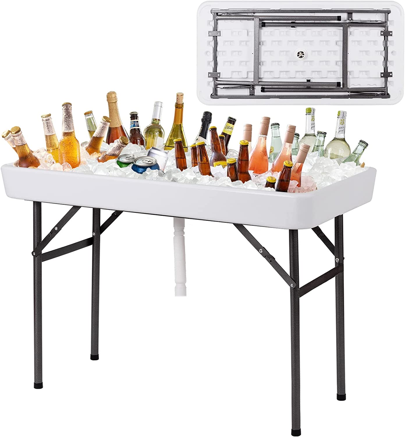 Giantex 4 Foot Folding Ice Table with Drain and Removable Matching Skit