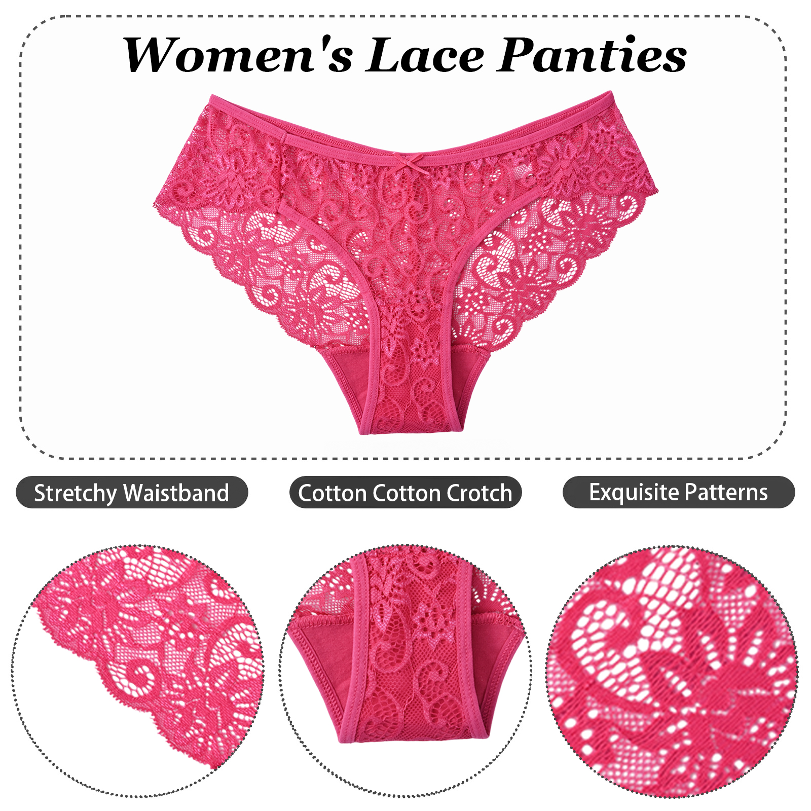 Sunm Boutique Women's Lace Cheeky Panties, 6-Pack photo 2