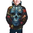 thumbnail image 2 of Bingfone Butterfly Flower Skull A Pattern Youth Classic Hoodies Soft Hooded Pullover Sweatshirts for Girls and Boys, 2 of 6