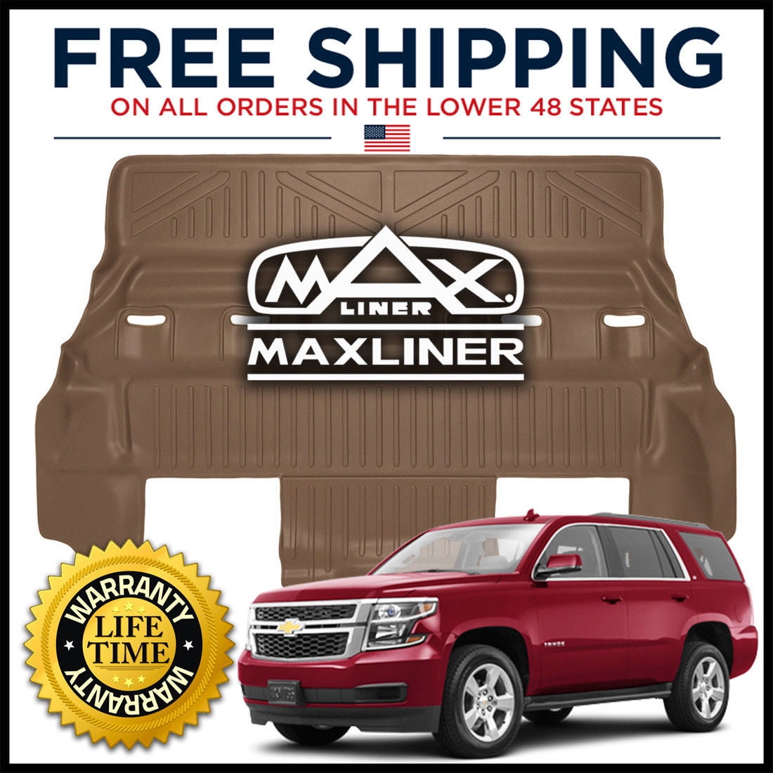 Maxliner 3rd Row Custom All Weather Floor Mat Tan 2015 19