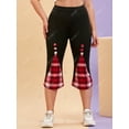 thumbnail image 3 of Botón cubierto de paneles de cuadros de talla grande Botón Capri Leggings Rosegal Leggings de talla grande, 3 of 5