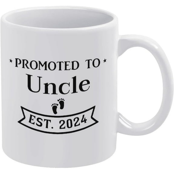 Promoted To Uncle Est 2024 Ceramic Coffee Mug Funny Gift From 11 Ounces Funny White Mug - Cute Coffee And Tea Mug - Ceramic Coffee Mugs For Women And Men
