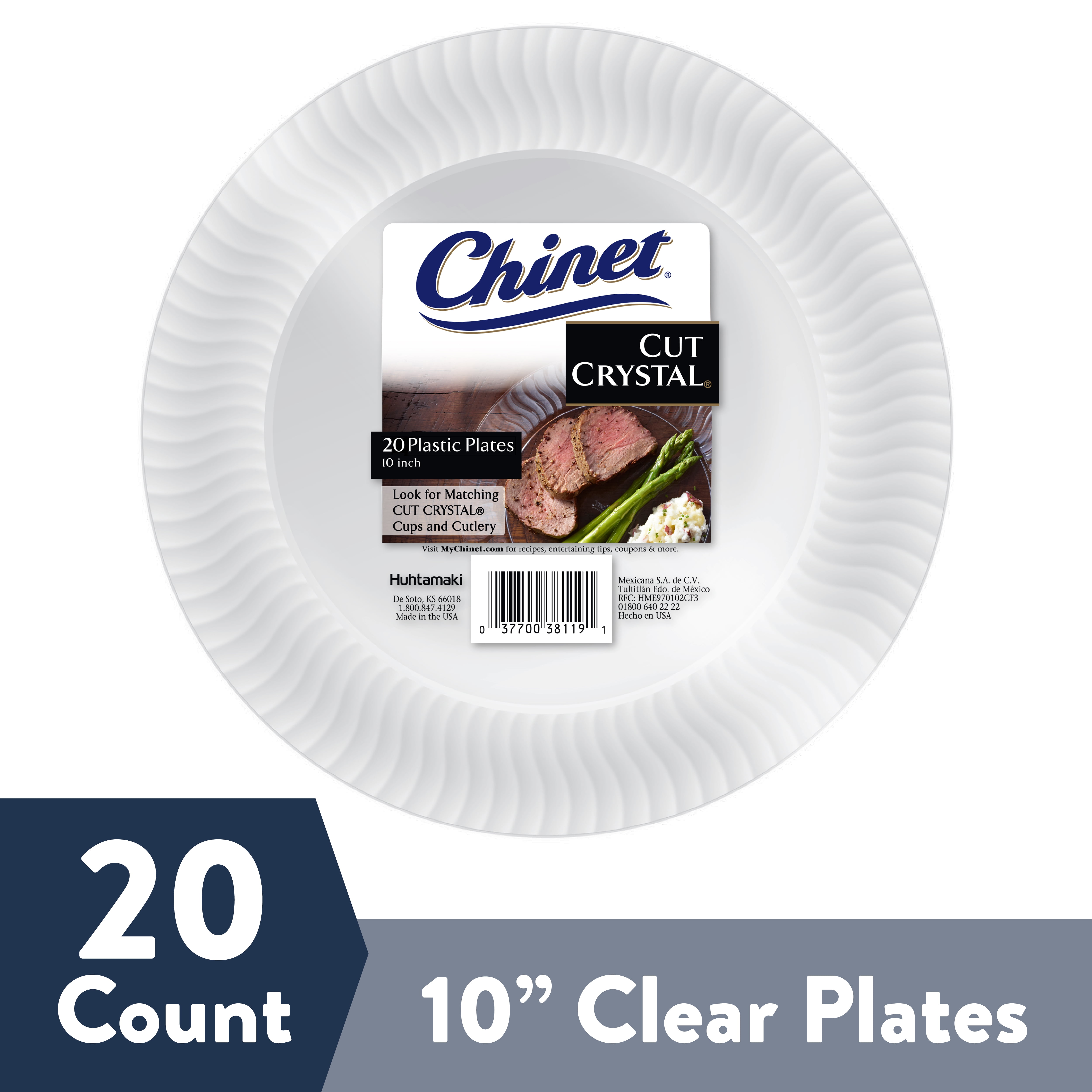 Cut Crystal Clear Plastic Plates, 10”, 20 Count