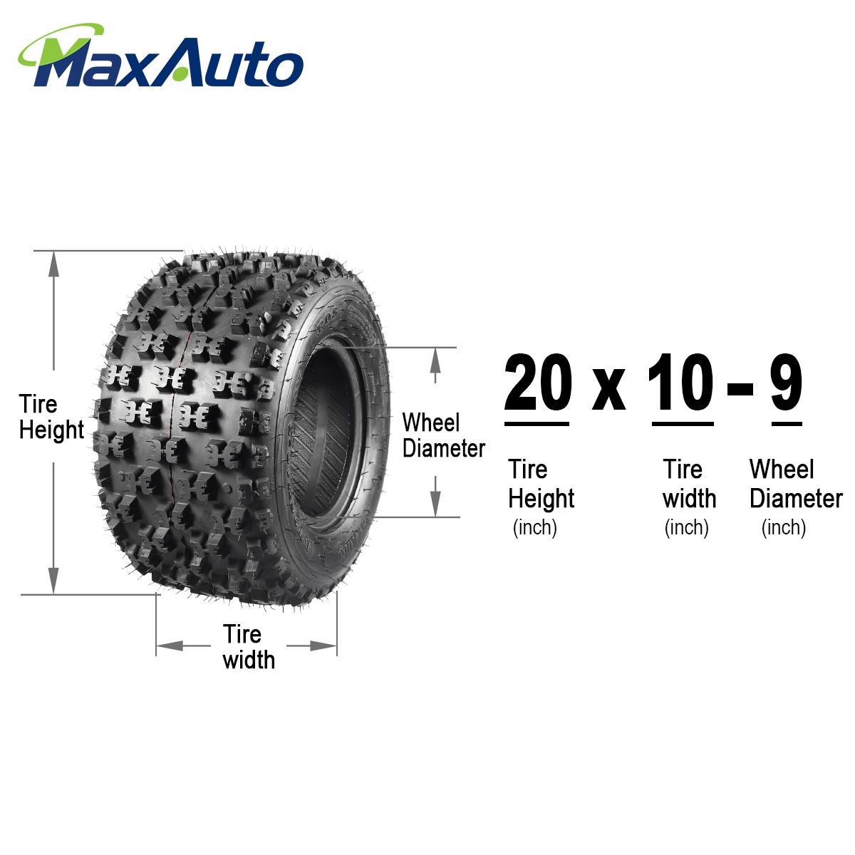 Set of 2 MaxAuto 20x10-9 ATV Tires 20x10x9 Rear Quad Sport Tires All Terrain UTV Tires 20x10.00-9 Tubeless 6PR Mud Sand Snow Tires - image 2 of 6