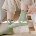 thumbnail image 7 of Ruffle Socks Woman, White Crew Cute Frilly Ankle Lettuce Dress Socks for Women Girls Turn-Cuff  5Pairs, 7 of 7