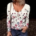 thumbnail image 2 of Camiseta de manga larga con cuello en V y estampado informal a la moda para mujer Fridja  bvmnju4360, 2 of 6