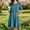Blue, variant on Henley Summer Dresses for Women Solid Short Sleeve Button Midi A-Line Dress Casual Flowy Embroidered Linen Vacation Sundress with Pockets Blue L