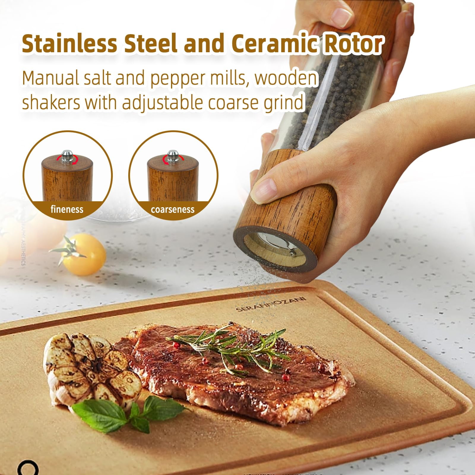 2-piece acrylic salt and pepper grinder, manual salt and pepper grinder - suitable for kitchen supplies in restaurants and kitchens
