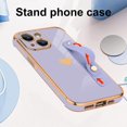 thumbnail image 4 of Designed for iPhone 14 Plus Case with Strap Stand Love Hearts Design for Women Girl, Plating with Wristband Kickstand Camera Lens Protection Bumper for iPhone 14 Plus 6.7"-Purple, 4 of 12
