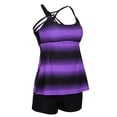 thumbnail image 1 of 2x Tankini Rayas Grande Tamaño Top Boardshorts de Ropa De Moda Purple S, 1 of 9