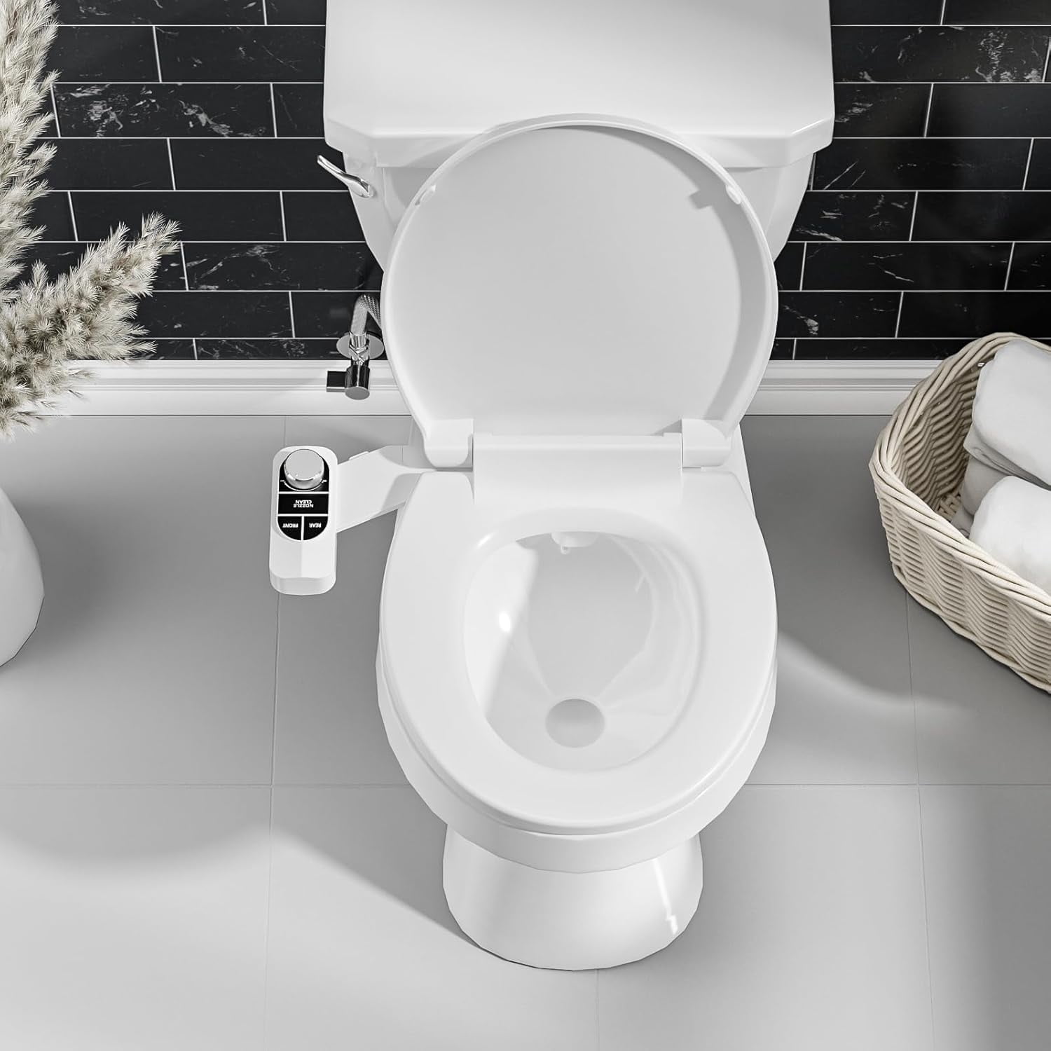 SAMODRA Non-Electric Bidet - Self Cleaning Dual Nozzle (Frontal and Rear Wash) Fresh Water Bidet Toilet Seat Attachment with Independent Adjustable Water Pressure (Classic Silver)