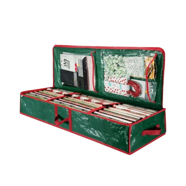 Sac de Rangement pour Papier d'Emballage des Fêtes - Poignée Renforcée et Fermeture Éclair, pour Ranger les Fournitures d'Emballage, Rubans et Organisation sous le Lit