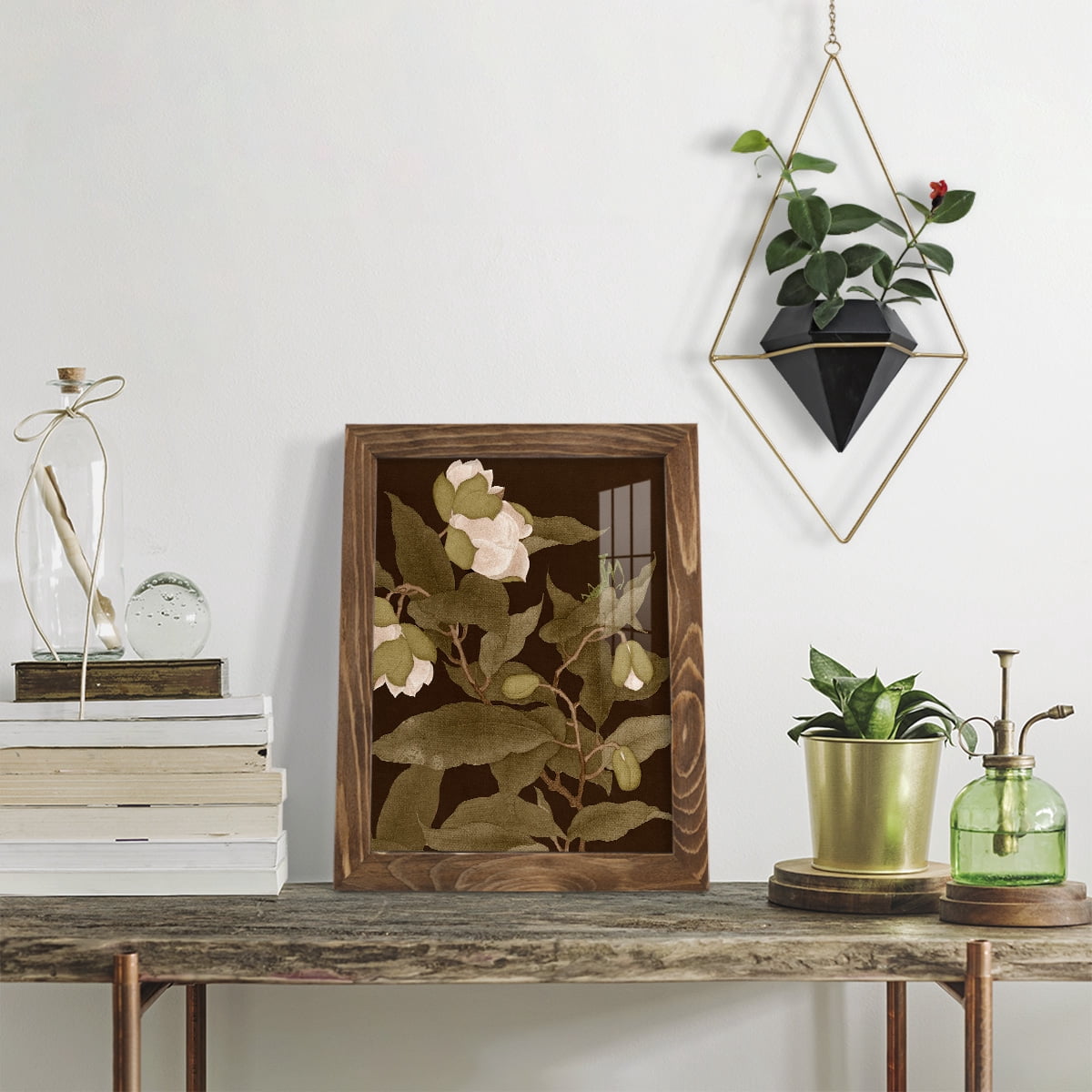 Asian Brocade I - Framed Print w/glass - Walnut