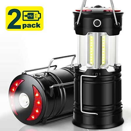EZORKAS 2 Pack Camping Lanterns, Rechargeable Led Lanterns, Hurricane Lights with Flashlight