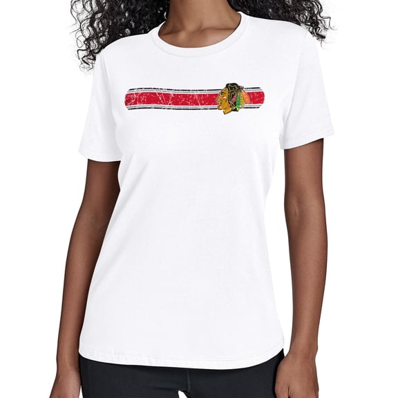 Women's Starter White Chicago Blackhawks Team Stripe T-Shirt