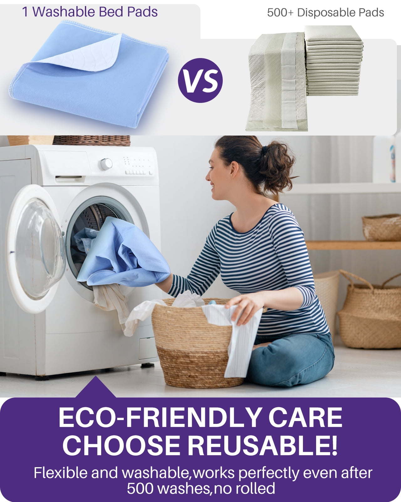 KEKOY Reusable & Washable 34x36 inch Bed Pads for Incontinence, 4 Pack Waterproof Pee Pads for Adults, Seniors