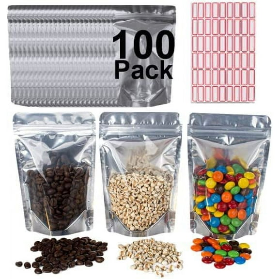 Mylar Bags for Food Storage with 7.5mil Thickness - Pack Of 100 (4"x6")